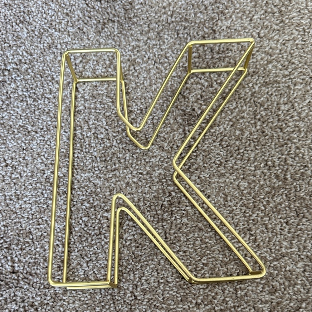Gold Wire Letter K Decor
